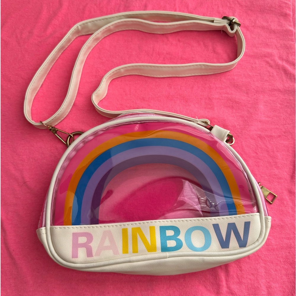 Adjustable Rainbow Clear Purse!!
